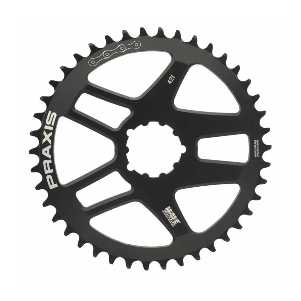 MONOPLATO PRAXIS "WAVE" | GRAVEL/RUTA | MONTAJE DIRECTO | "SRAM 3T" | 6MM OFFSET | NEGRO