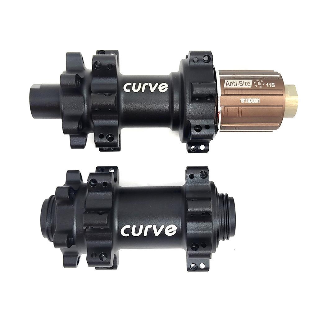 JUEGO DE MAZAS MTB BITEX BX401 28H STRAIGHT PULL 15X100/12X142 HG NEGRO MATE (LOGO CURVE)